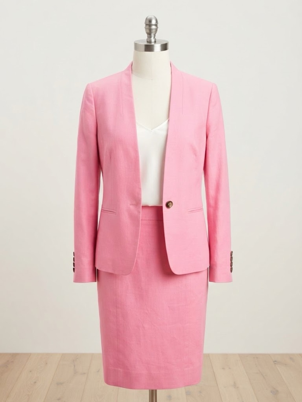 Ann Taylor Pink Two-Piece Blazer and Pencil Skirt